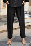 Amoree by Shikha Chaudhry_Black Chanderi Silk Embroidery Collared Abstract Shirt With Pant _Online_at_Aza_Fashions