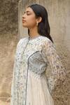 Buy_Amoree by Shikha Chaudhry_Off White Cotton, Silk Embroidery Round Neck Floral Pattern Kurta Set _Online_at_Aza_Fashions