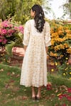 Shop_Amoree by Shikha Chaudhry_Off White Cotton, Silk Beads, Embroidery Round Neck Butti Pattern Dress _at_Aza_Fashions