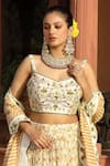 Amoree by Shikha Chaudhry Off White Cotton, Silk Embroidery, Zari, Beads, Floral Pattern Lehenga Set Online at Aza Fashions Amoree by Shikha Chaudhry_Off White Cotton, Silk Embroidery, Zari, Beads, Floral Pattern Lehenga Set _Online_at_Aza_Fashions