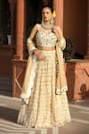 Buy Amoree by Shikha Chaudhry Off White Cotton, Silk Embroidery, Zari, Beads, Floral Pattern Lehenga Set at Aza Fashions Buy_Amoree by Shikha Chaudhry_Off White Cotton, Silk Embroidery, Zari, Beads, Floral Pattern Lehenga Set _at_Aza_Fashions