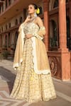 Shop Amoree by Shikha Chaudhry Off White Cotton, Silk Embroidery, Zari, Beads, Floral Pattern Lehenga Set Online at Aza Fashions Shop_Amoree by Shikha Chaudhry_Off White Cotton, Silk Embroidery, Zari, Beads, Floral Pattern Lehenga Set _Online_at_Aza_Fashions