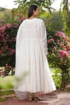 Shop_Amoree india_White Cotton Embroidery, Lace Round Neck Gathered Anarkali Set _at_Aza_Fashions