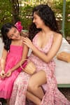 Buy_Amoree india_Pink Cotton, Silk Halter Neck Floral Pattern Bustier With Skirt _Online_at_Aza_Fashions