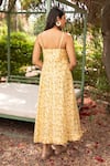 Shop_Amoree india_Yellow Cotton, Silk Embroidery Sweetheart Neck Floral Pattern Corset Dress _at_Aza_Fashions