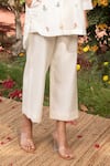 Amoree india_Off White Cotton, Silk Embroidery Collared Floral Shirt With Pant _Online_at_Aza_Fashions