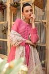 Buy_Amoree india_Pink Cotton Embroidery Round Neck Gulnaar Kurta Set _Online_at_Aza_Fashions