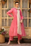 Buy_Amoree india_Pink Cotton Embroidery Round Neck Gulnaar Kurta Set _at_Aza_Fashions