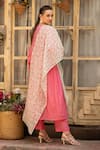 Shop_Amoree india_Pink Cotton Embroidery Round Neck Gulnaar Kurta Set _at_Aza_Fashions