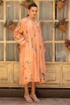 Buy_Amoree india_Peach Cotton Round Neck Blossom Dress _at_Aza_Fashions