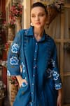 Buy_Amoree india_Blue Cotton Embroidery Collared Bloom Breeze Dress _Online_at_Aza_Fashions