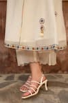 Shop_Amoree india_Ivory Cotton Embroidery V-neck Meherbaan Angrkha Kurta Set _Online_at_Aza_Fashions