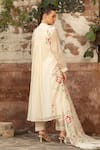 Shop_Amoree india_Ivory Cotton Embroidery Mandarin Collar Bloom Pattern Kurta Set _at_Aza_Fashions
