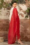 Shop_Amoree india_Ivory Cotton Embroidery, Tassels, Sequins V-neck Royal Charm Kali Kurta Set _at_Aza_Fashions