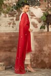 Shop_Amoree india_Ivory Cotton Embroidery, Tassels V-neck Floral Pattern Kurta Set _at_Aza_Fashions