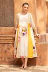 Buy_Amoree india_Multi Color Cotton Embroidery Round Neck Floral Sunshine Dress _at_Aza_Fashions