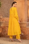 Shop_Amoree india_Mustard Cotton Embroidery Round Neck Marigold Charm Kurta With Pant _at_Aza_Fashions