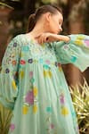 Buy_Amoree india_Mint Cotton Embroidery Round Neck Mehak Dress _Online_at_Aza_Fashions