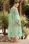Shop_Amoree india_Mint Cotton Embroidery Round Neck Mehak Dress _at_Aza_Fashions