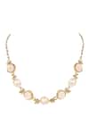 Shop_House Of Tuhina_Gold Plated Shama Pearl Necklace _at_Aza_Fashions