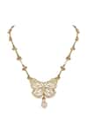 Shop_House Of Tuhina_Gold Plated Amodini Butterfly Necklace _at_Aza_Fashions
