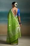 Shop_Dressfolk_Green Chanderi Zari, Vanya Handloom Saree With Unstitched Blouse Piece _at_Aza_Fashions