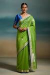 Buy_Dressfolk_Green Chanderi Zari, Vanya Handloom Saree With Unstitched Blouse Piece _at_Aza_Fashions