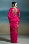Shop_Dressfolk_Pink Handloom Cotton, Chanderi Zari Nayika Saree With Unstitched Blouse Piece _at_Aza_Fashions