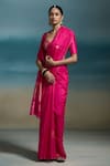 Dressfolk_Pink Handloom Cotton, Chanderi Zari Nayika Saree With Unstitched Blouse Piece _Online_at_Aza_Fashions