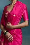 Buy_Dressfolk_Pink Handloom Cotton, Chanderi Zari Nayika Saree With Unstitched Blouse Piece _Online_at_Aza_Fashions