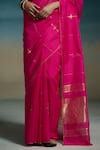 Buy_Dressfolk_Pink Handloom Cotton, Chanderi Zari Nayika Saree With Unstitched Blouse Piece 