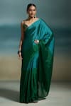 Buy_Dressfolk_Emerald Green Tissue Oorja Saree With Unstitched Blouse Piece _at_Aza_Fashions