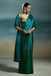Shop_Dressfolk_Emerald Green Tissue Oorja Saree With Unstitched Blouse Piece _Online_at_Aza_Fashions
