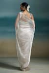 Shop_Dressfolk_Silver Tissue Chandni Saree With Unstitched Blouse Piece _at_Aza_Fashions