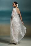Buy_Dressfolk_Silver Tissue Chandni Saree With Unstitched Blouse Piece _Online_at_Aza_Fashions