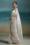 Shop_Dressfolk_Silver Tissue Chandni Saree With Unstitched Blouse Piece _Online_at_Aza_Fashions