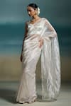 Shop_Dressfolk_Silver Tissue Chandni Saree With Unstitched Blouse Piece 