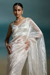 Dressfolk_Silver Tissue Chandni Saree With Unstitched Blouse Piece _Online
