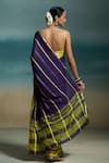 Shop_Dressfolk_Purple Handloom Cotton Zari Tiya Saree With Unstitched Blouse Piece _at_Aza_Fashions