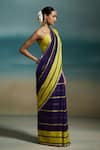 Dressfolk_Purple Handloom Cotton Zari Tiya Saree With Unstitched Blouse Piece _Online_at_Aza_Fashions