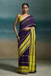 Buy_Dressfolk_Purple Handloom Cotton Zari Tiya Saree With Unstitched Blouse Piece _at_Aza_Fashions