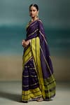 Buy_Dressfolk_Purple Handloom Cotton Zari Tiya Saree With Unstitched Blouse Piece _Online_at_Aza_Fashions