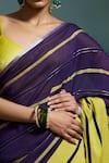 Dressfolk_Purple Handloom Cotton Zari Tiya Saree With Unstitched Blouse Piece _at_Aza_Fashions