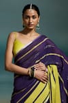 Buy_Dressfolk_Purple Handloom Cotton Zari Tiya Saree With Unstitched Blouse Piece 