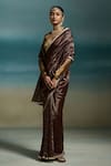 Dressfolk_Brown Chanderi Zari, Sequins Charita Saree With Unstitched Blouse Piece _Online_at_Aza_Fashions