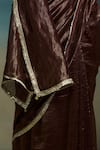 Dressfolk_Brown Chanderi Zari, Sequins Charita Saree With Unstitched Blouse Piece _at_Aza_Fashions