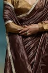 Shop_Dressfolk_Brown Chanderi Zari, Sequins Charita Saree With Unstitched Blouse Piece 