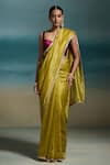 Buy_Dressfolk_Olive Green Chanderi Zari, Harshini Saree With Unstitched Blouse Piece 