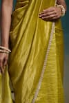 Shop_Dressfolk_Olive Green Chanderi Zari, Harshini Saree With Unstitched Blouse Piece 