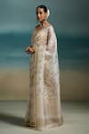 Buy_Dressfolk_Off White Organza Lavya Printed Saree With Unstitched Blouse Piece _Online_at_Aza_Fashions